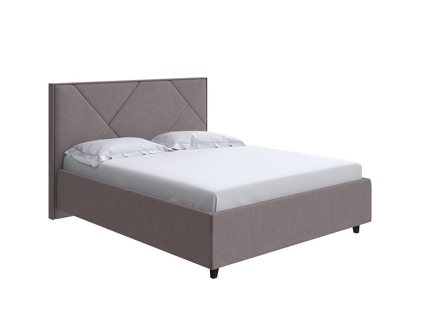 Кровать Tessera Grand 80x190 Ткань: Рогожка Тетра Стальной - Мягкая кровать с высоким изголовьем и стильными ножками из массива бука