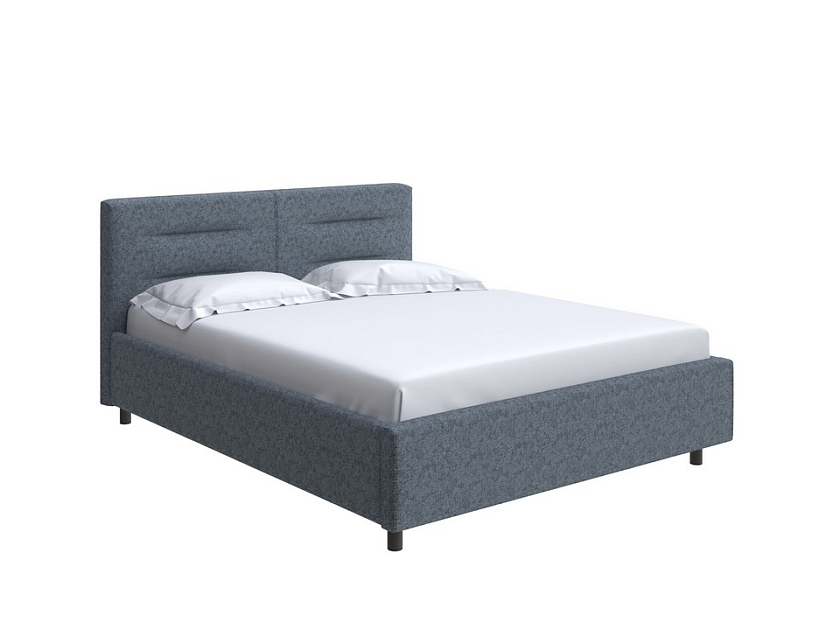 Кровать Nuvola-8 NEW 140x190 Ткань: Рогожка Levis 85 Серый - Кровать в лаконичном стиле с горизонтальной отстрочкой  в изголовье