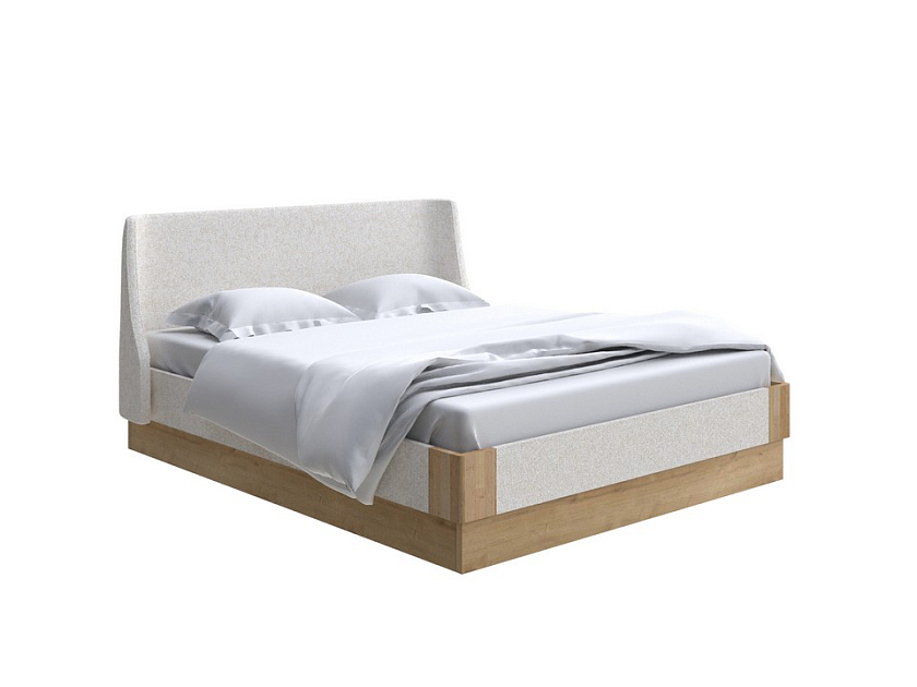 Кровать Lagom Side Soft с подъемным механизмом 200x200 Ткань/Массив (бук) Levis 12 Лён/Масло-воск Natura (Бук) - Кровать со встроенным ПМ механизмом. 