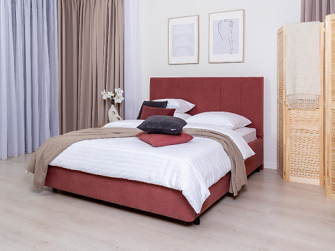 Двуспальная кровать с матрасом Oktava - Кровать в лаконичном дизайне в обивке из мебельной ткани или экокожи.