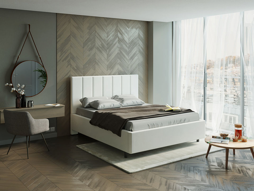 Кровать Oktava 90x200 Ткань: Флок Бентлей Серый космос - Кровать в лаконичном дизайне в обивке из мебельной ткани или экокожи.