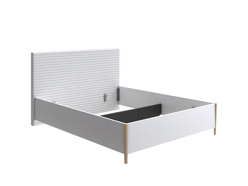 Кровать Rona 160x200  Белый/Лофти Сиреневый - Классическая кровать с геометрической стежкой изголовья