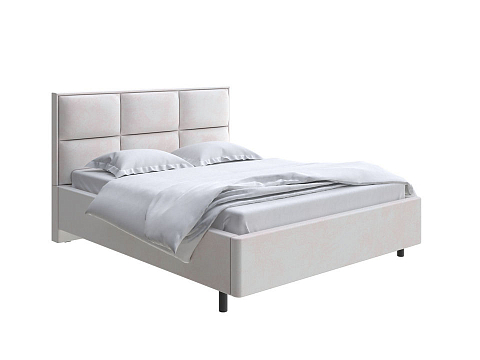 Белая двуспальная кровать Malina - Изящная кровать без встроенного основания из массива сосны с мягкими элементами.