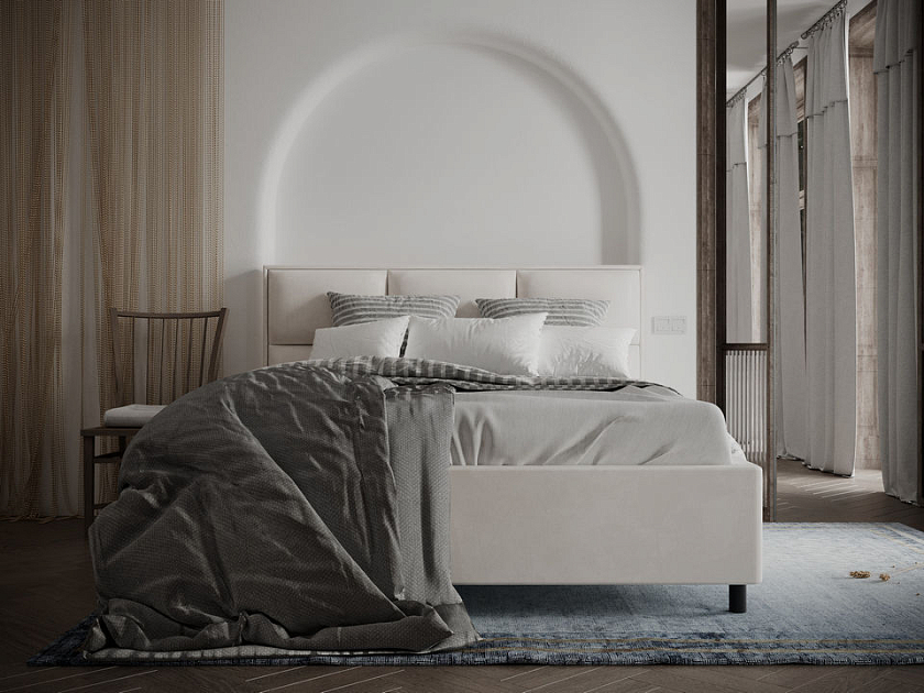 Кровать Malina 80x200 Ткань: Микровелюр Manhattan Цветочный белый - Изящная кровать без встроенного основания из массива сосны с мягкими элементами.