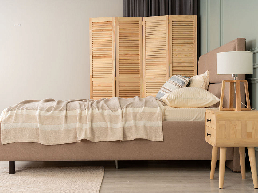 Кровать Malina 80x190 Ткань: Рогожка Тетра Красный - Изящная кровать без встроенного основания из массива сосны с мягкими элементами.