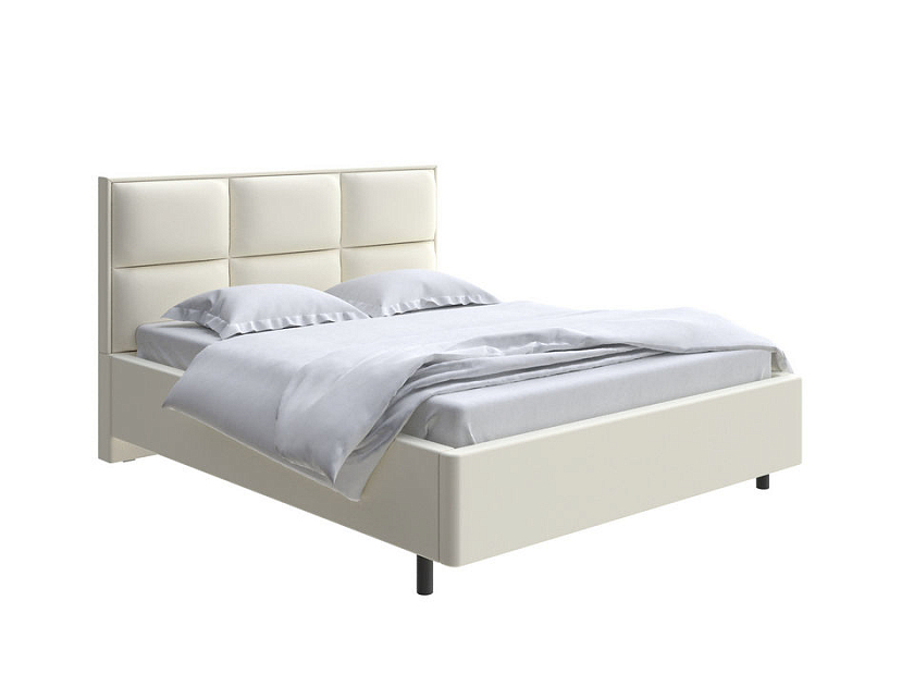 Кровать Malina 160x200 Экокожа Кремовый - Изящная кровать без встроенного основания из массива сосны с мягкими элементами.