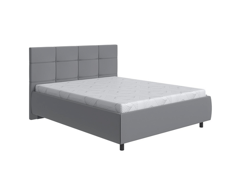 Кровать New Life 140x200 Экокожа Темно-серый - Кровать в стиле минимализм с декоративной строчкой