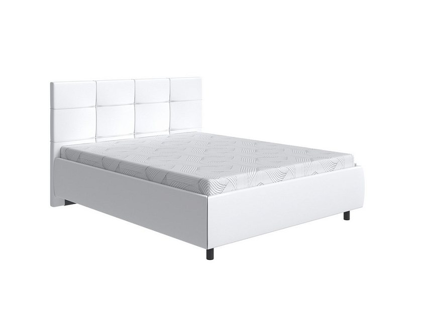 Кровать New Life 120x200 Экокожа Белый - Кровать в стиле минимализм с декоративной строчкой