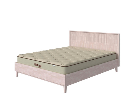Кровать из дерева Tempo - Кровать из массива с вертикальной фрезеровкой и декоративным обрамлением изголовья