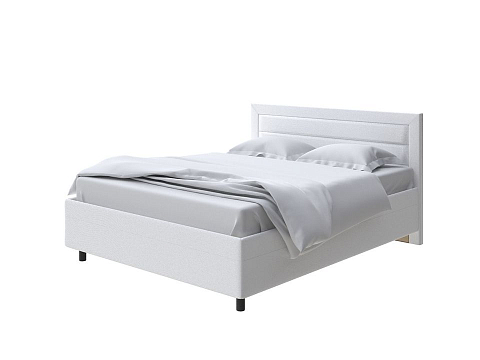 Белая двуспальная кровать Next Life 2 - Cтильная модель в стиле минимализм с горизонтальными строчками