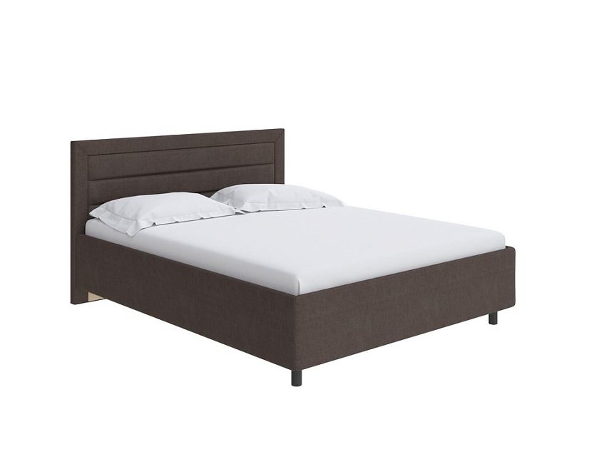 Кровать Next Life 2 180x200 Ткань: Рогожка Тетра Стальной - Cтильная модель в стиле минимализм с горизонтальными строчками
