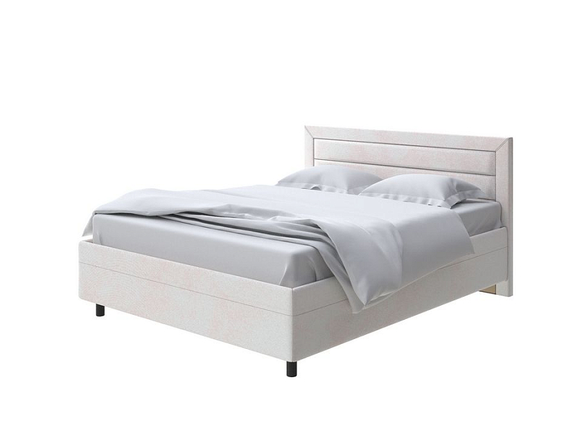 Кровать Next Life 2 180x200 Ткань: Велюр Teddy Жемчужный - Cтильная модель в стиле минимализм с горизонтальными строчками