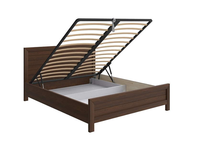 Кровать Toronto с подъемным механизмом 80x200 Массив (береза) Орех - Стильная кровать с местом для хранения