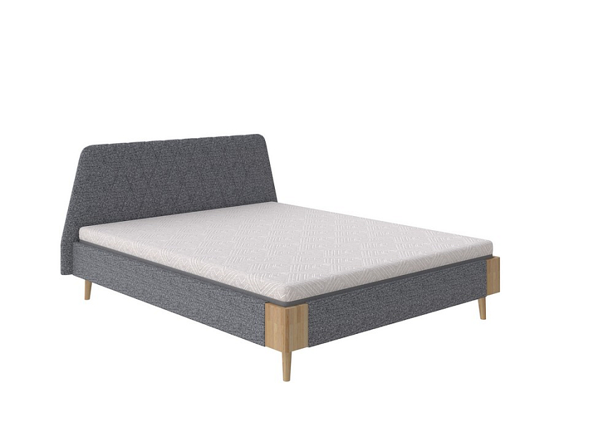 Кровать Lagom Hill Soft 160x200 Ткань/Массив Beatto Маренго/Масло-воск Natura (бук) - Оригинальная кровать в обивке из мебельной ткани.