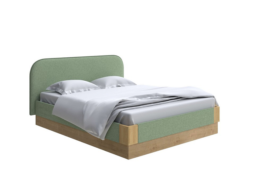 Кровать Lagom Plane Soft с подъемным механизмом 180x190 Ткань/Массив (береза) Лама Авокадо/Масло-воск Natura (Береза) - Кровать с ПМ. 