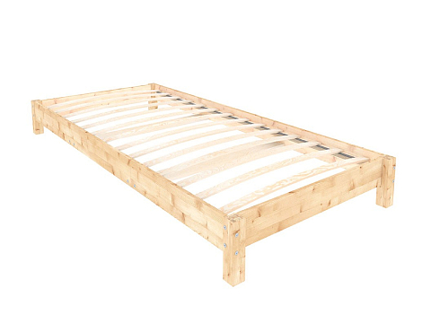 Кровать из экокожи Happy - Односпальная кровать из массива сосны.