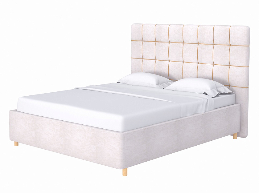 Кровать Leon 90x200 Экокожа/Ткань Бентлей Айвори/Бежевый перламутр - Современная кровать, украшенная декоративным кантом.