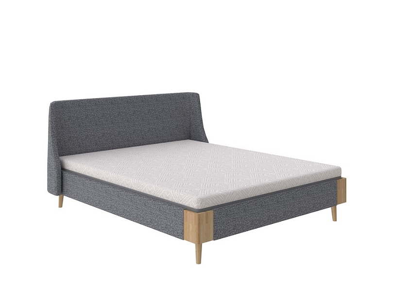Кровать Lagom Side Soft 160x200 Ткань/Массив Beatto Маренго/Масло-воск Natura (бук) - Оригинальная кровать в обивке из мебельной ткани.