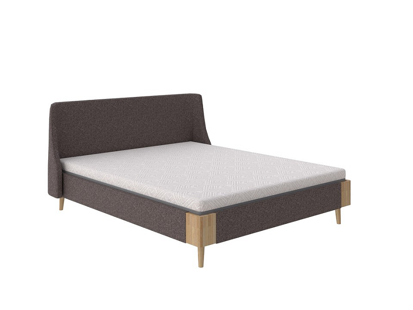 Кровать Lagom Side Soft 160x200 Ткань/Массив Beatto Арабика/Масло-воск Natura (бук) - Оригинальная кровать в обивке из мебельной ткани.