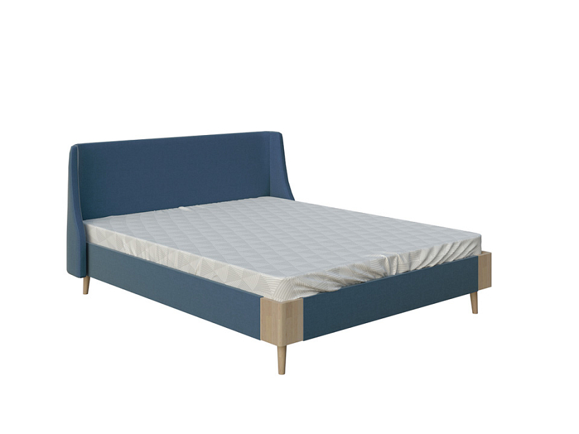 Кровать Lagom Side Soft 80x190 Ткань/Массив (береза) Levis 12 Лен/Масло-воск Natura (береза) - Оригинальная кровать в обивке из мебельной ткани.