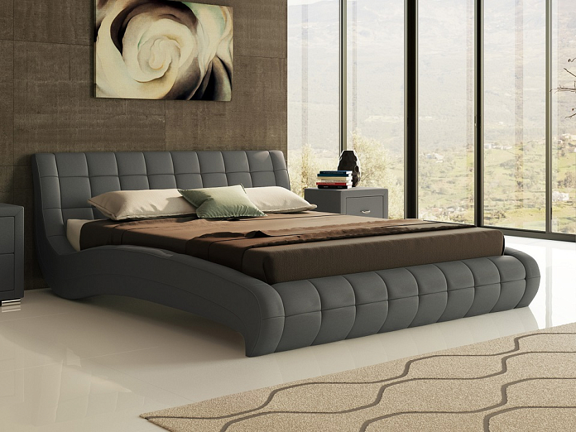 Кровать Nuvola-1 140x190 Экокожа Темно-серый - Кровать футуристичного дизайна из экокожи класса «Люкс».