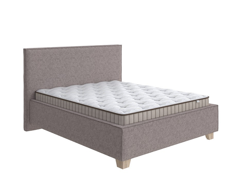 Кровать Hygge Simple 80x190 Ткань: Рогожка Levis 25 Светло-коричневый - Мягкая кровать с ножками из массива березы и объемным изголовьем