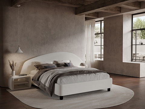Двуспальная деревянная кровать Sten Bro Right - Мягкая кровать с округлым изголовьем на правую сторону