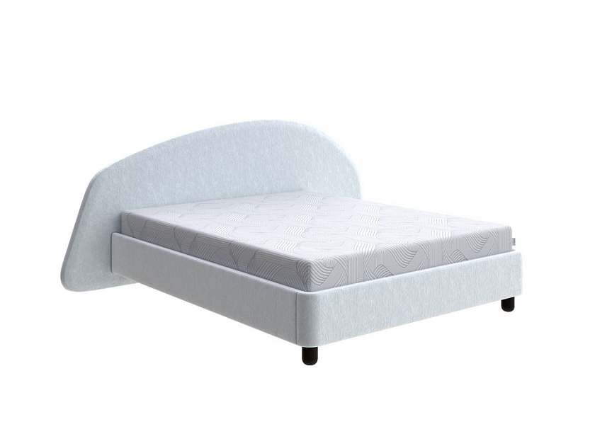 Кровать Sten Bro Right 160x200 Ткань/Массив (береза) Бентлей Светло-серый/Венге - Мягкая кровать с округлым изголовьем на правую сторону