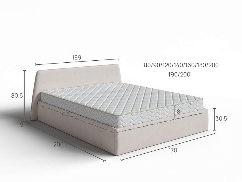 Кровать Binni для основания с ПМ 80x200 Ткань: Рогожка Тетра Бежевый - Кровать Binni для ценителей современного минимализма.