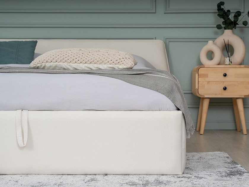 Кровать Binni для основания с ПМ 200x200 Ткань: Рогожка Тетра Молочный - Кровать Binni для ценителей современного минимализма.