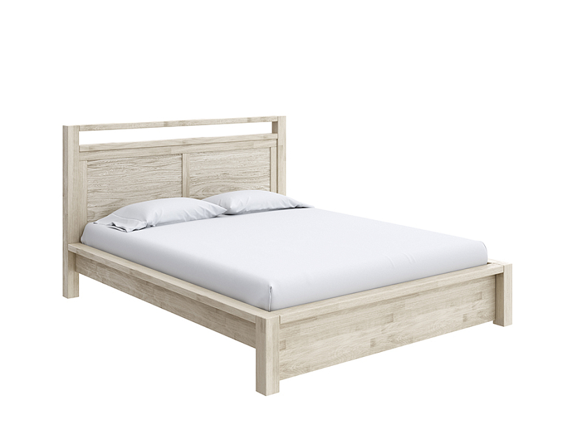 Кровать Fiord 200x220 Массив (дуб) Беленый - Кровать из массива с декоративной резкой в изголовье.