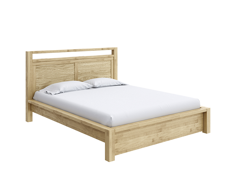 Кровать Fiord 90x200 Массив (дуб) Лак матовый - Кровать из массива с декоративной резкой в изголовье.