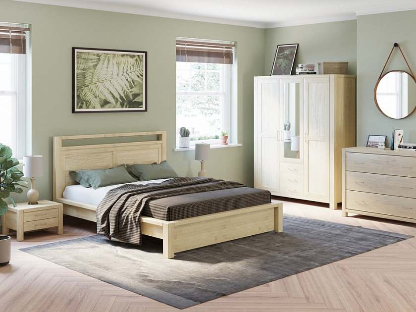Кровать Fiord 90x200 Массив (дуб) Лак матовый - Кровать из массива с декоративной резкой в изголовье.