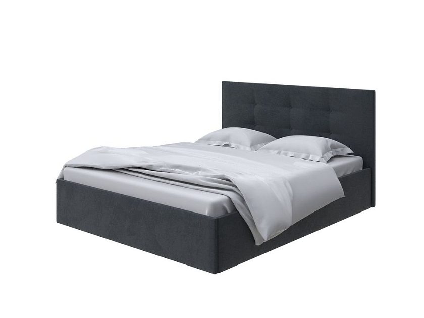 Кровать Forsa 160x200 Ткань: Велюр Teddy Древесный уголь - Универсальная кровать с мягким изголовьем, выполненным из рогожки.
