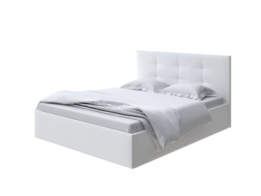 Кровать Forsa 180x200 Ткань: Велюр Teddy Снежный - Универсальная кровать с мягким изголовьем, выполненным из рогожки.