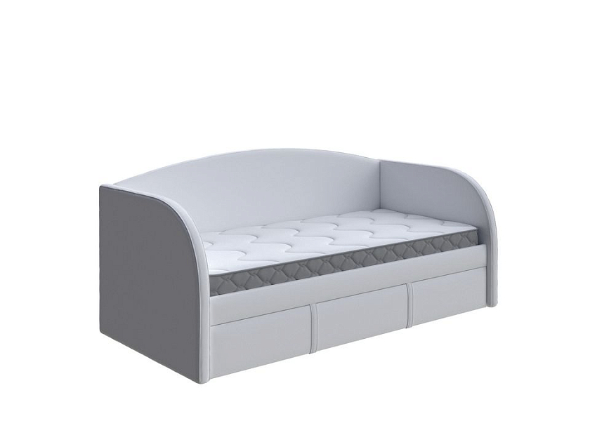 Кровать Hippo-Софа с дополнительным спальным местом 80x180 Ткань: Велюр Teddy Снежный - Удобная детская кровать с двумя спальными местами в мягкой обивке