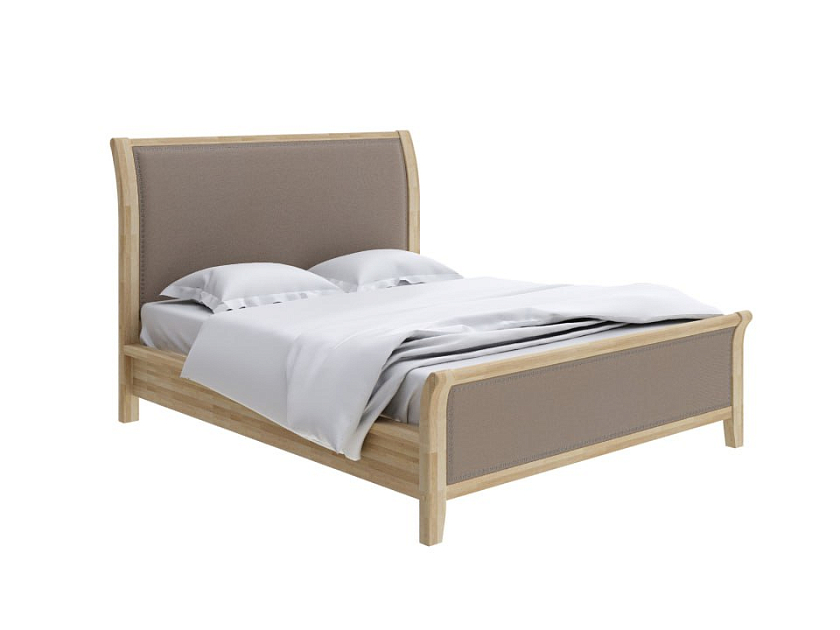 Кровать Dublin 160x190 Ткань/Массив Тетра Бежевый/Латте - Уютная кровать со встроенным основанием из массива сосны с мягкими элементами.