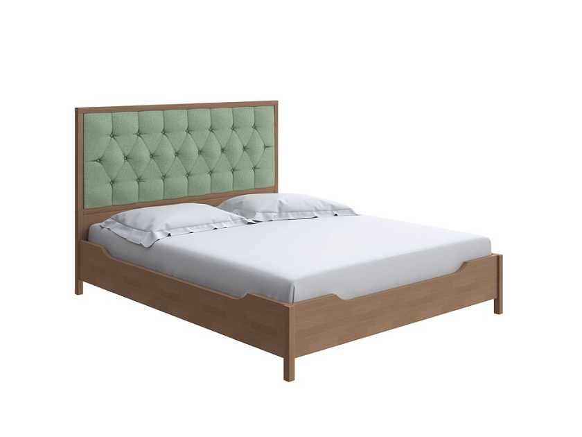 Кровать Vester 160x190 Ткань/Массив Лама Авокадо/Антик (сосна) - Современная кровать со встроенным основанием