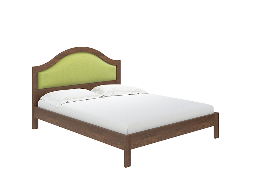 Кровать Ontario 160x200 Ткань/Массив Тетра Яблоко/Орех (сосна) - Уютная кровать из массива с мягким изголовьем