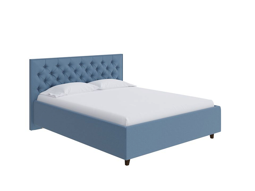 Кровать Teona 120x200 Ткань: Рогожка Тетра Голубой - Кровать с высоким изголовьем, украшенным благородной каретной пиковкой.