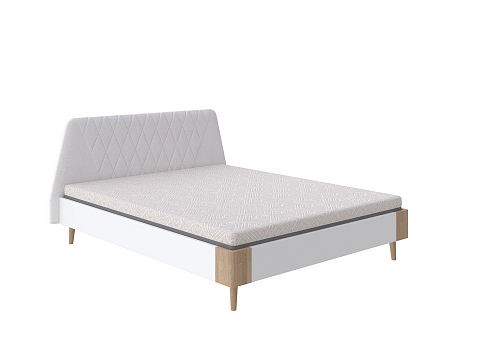 Белая двуспальная кровать Lagom Hill Chips - Оригинальная кровать без встроенного основания из ЛДСП с мягкими элементами.