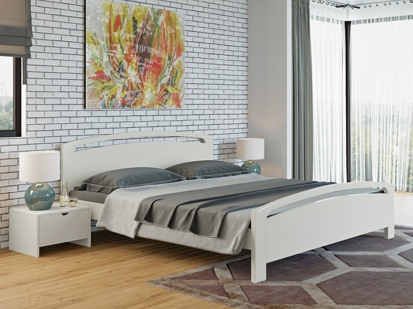 Кровать Веста 1-R 90x190 Массив (береза) Белая эмаль - Стильная кровать из массива