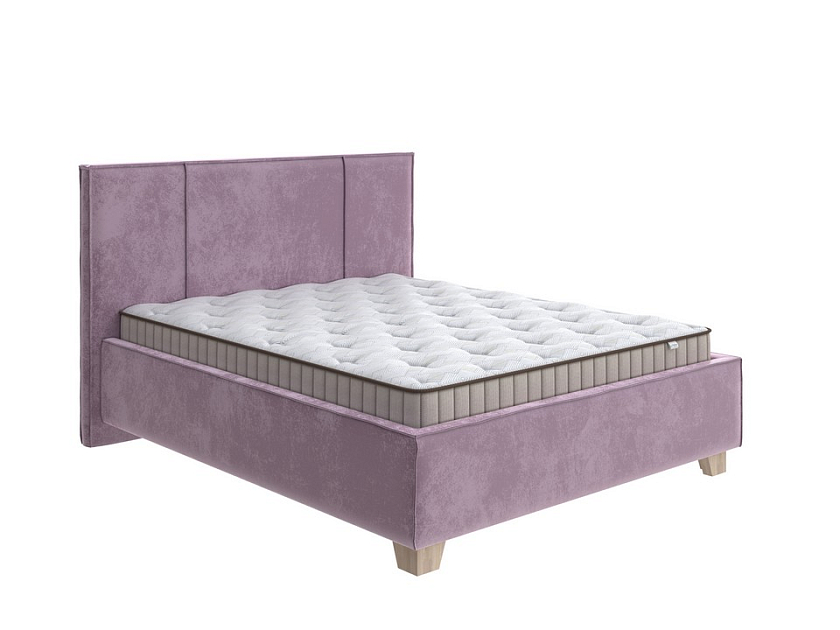 Кровать Hygge Line 80x190 Ткань: Велюр Лофти Слива - Мягкая кровать с ножками из массива березы и объемным изголовьем