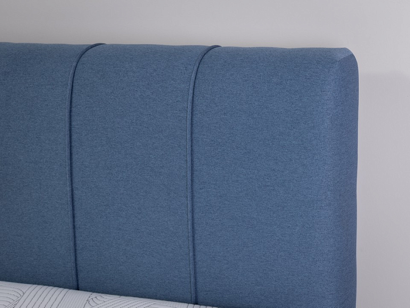 Кровать Nuvola-7 NEW 140x200 Ткань: Рогожка Тетра Голубой - Современная кровать в стиле минимализм