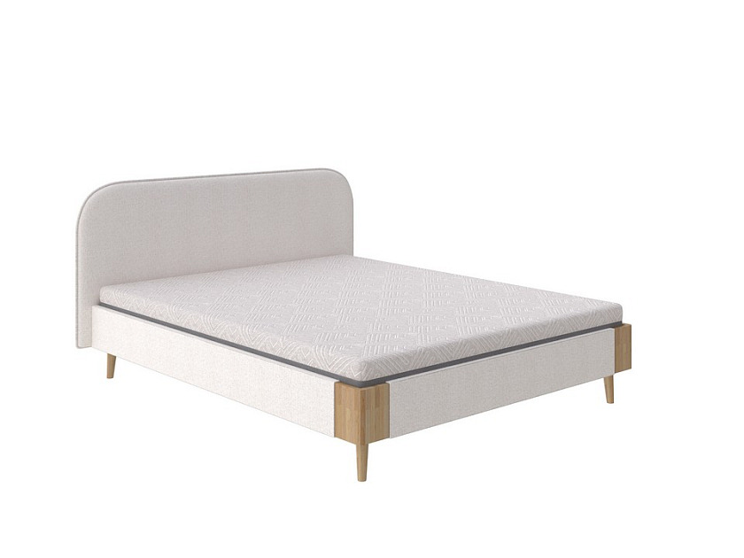 Кровать Lagom Plane Soft 120x200 Ткань/Массив Beatto Шампань/Масло-воск Natura (бук) - Оригинальная кровать в обивке из мебельной ткани.