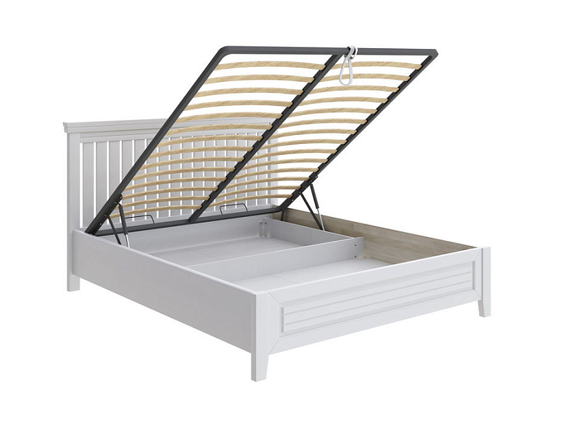 Кровать Olivia с подъемным механизмом 200x220 Массив (сосна) Белая эмаль - Кровать с подъёмным механизмом из массива с контрастной декоративной планкой.